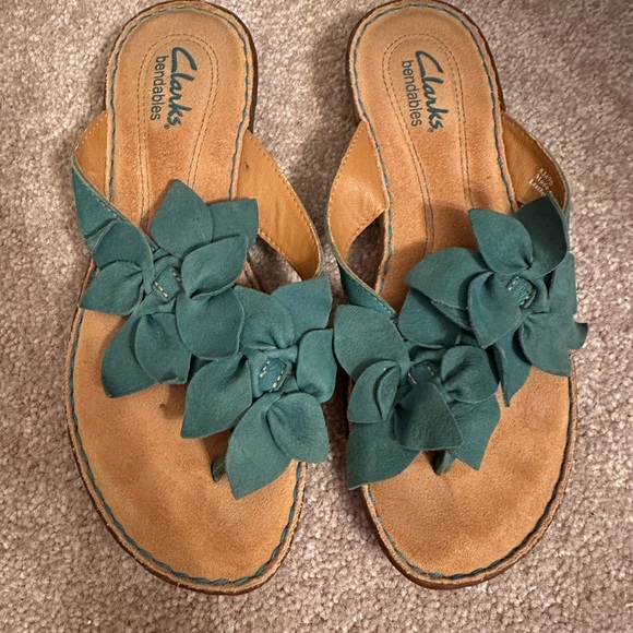 Clarks Shoes - Clarks Women's Teal Floral Sandals
